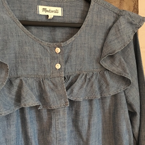 Madewell Chambray Ruffle-Yoke Top - Picture 6 of 8